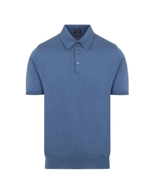 Kiton Blue Buttoned Polo Shirt for men