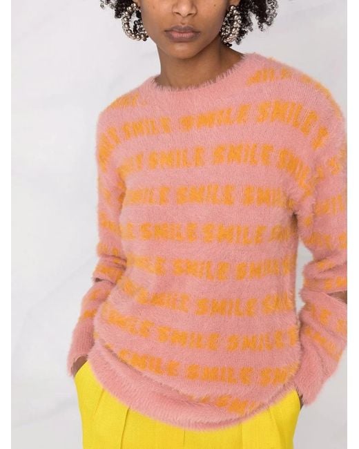 Stella McCartney Orange Fluffy Words Long-Sleeved Jumper