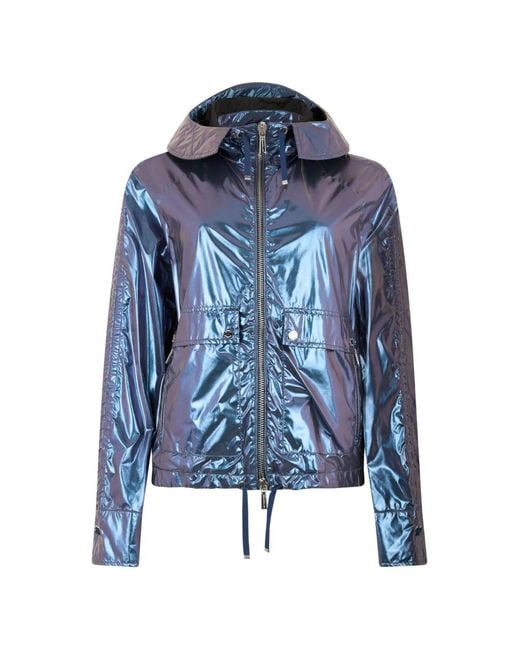 Moorer Blue Hooded Zip Jacket