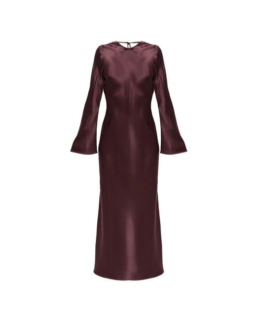 By Malene Birger Purple Parisa Maxi Petal-Appliqué Flared-Sleeve Dress