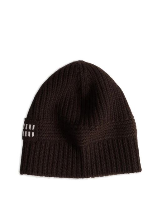 Miu Miu Black Gestrickte Beanie Mit Logo