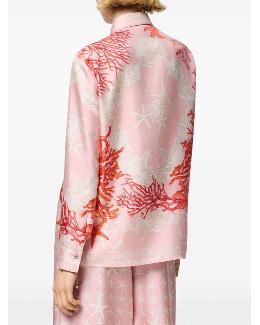 Versace Pink Barocco Sea Silk Shirt