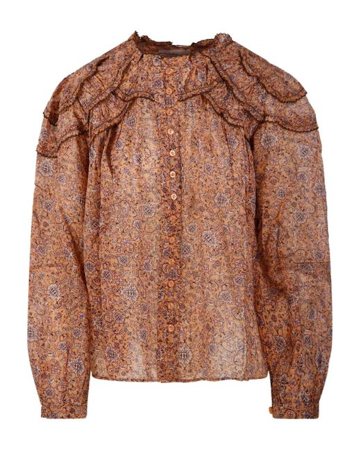 Isabel Marant Blouse Met Paisley-Print En Ruches in het Brown