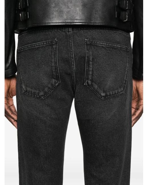 Salvatore Santoro Black Whiskering-Effect Jeans for men