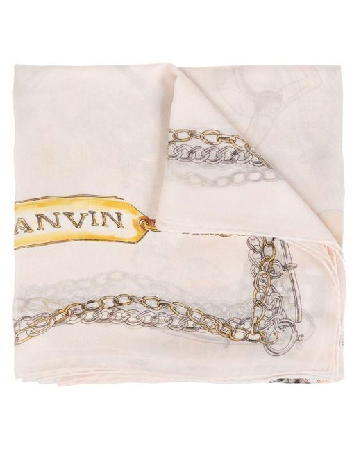 Lanvin Natural Graphic-print Silk Scarf