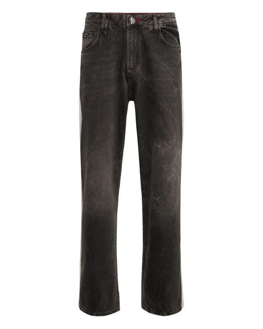 Philipp Plein Gray Fleece-Panelled Jeans for men