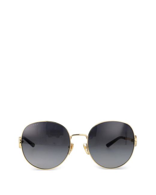 Gucci Metallic Interlocking Gg Round-Frame Sunglasses