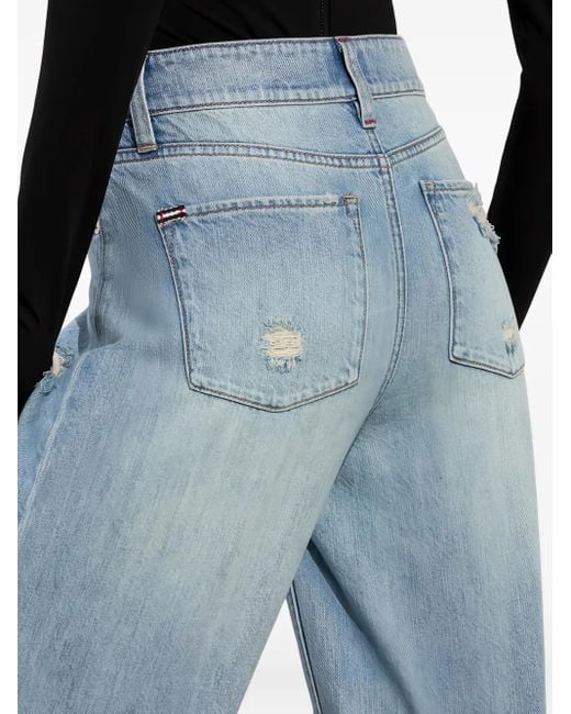 Alice + Olivia Devoe Gerafelde Jeans Met Gerafelde Zoom in het Blue