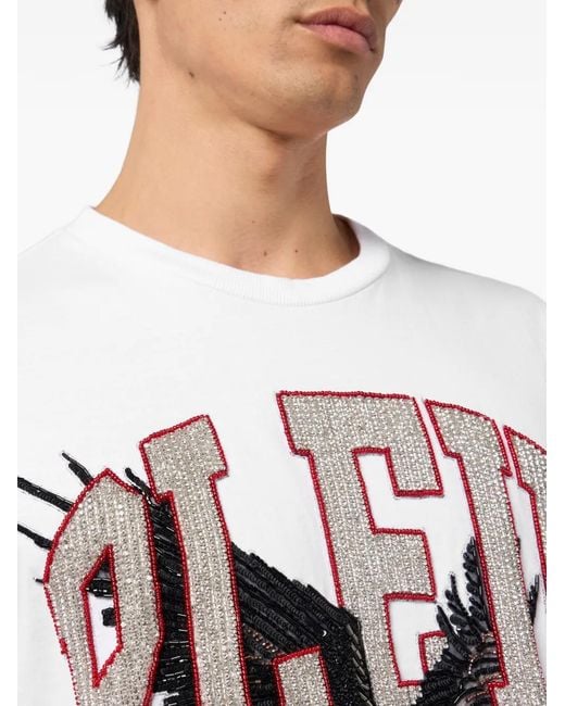 Philipp Plein White Eagle Crew-Neck T-Shirt for men