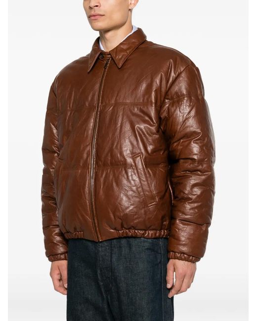 Prada Brown Quilted Leather Jacket for men