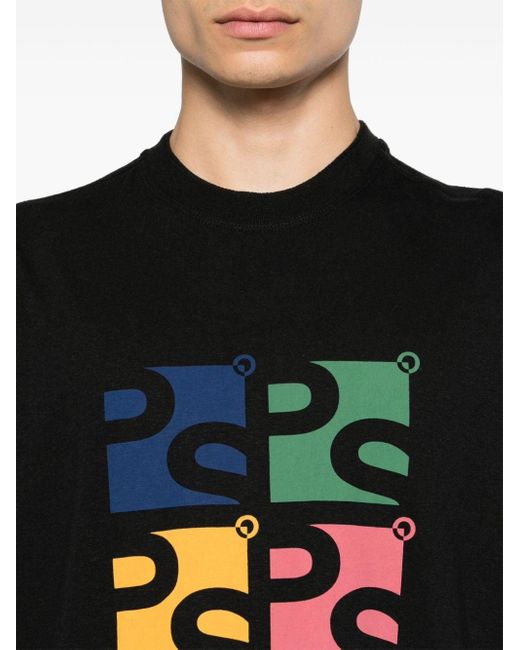 Camiseta con logo estampado y cuello a capas PS by Paul Smith de hombre de color Black
