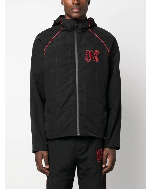 Palm Angels Black Logo-Embroidered Shell Jacket