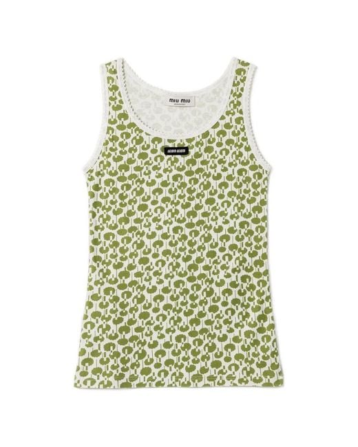 Miu Miu Green Cotton Tank Top