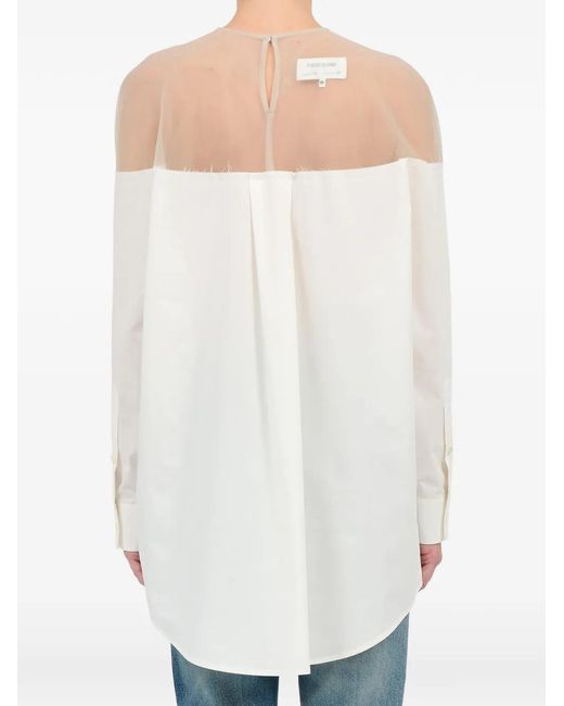 MM6 by Maison Margiela White High-Cut Cuffed Cotton Shirt