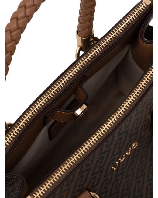 Liu Jo Black Monogram-Pattern Scarf-Detail Tote Bag