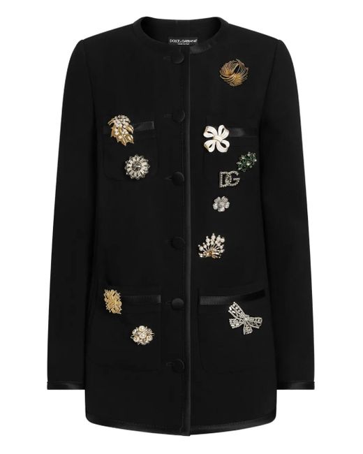 Dolce & Gabbana Black Embellished Button-Front Jacket