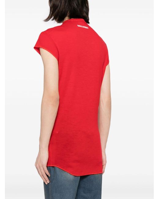 DSquared² Red Slogan-print Virgin Wool T-shirt for men