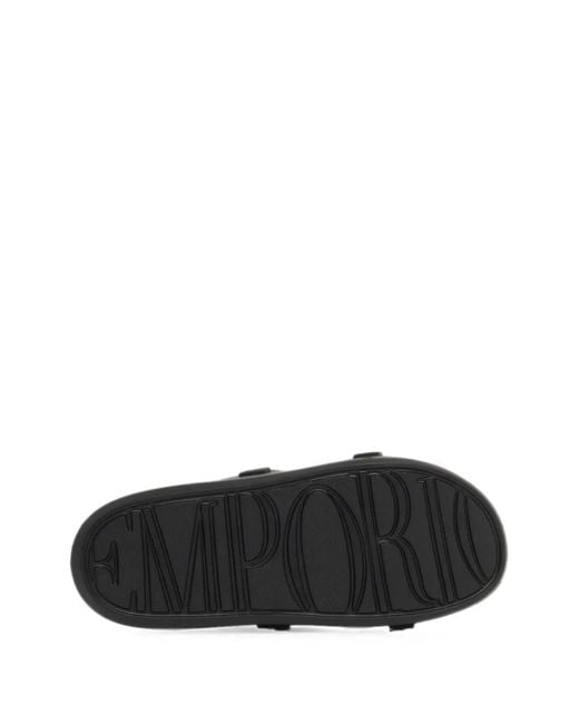 Emporio Armani White Logo-Print Slip-On Sandals for men