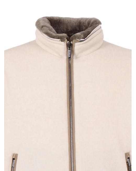 Moorer Natural Shearling-Collar Zip-Front Jacket for men