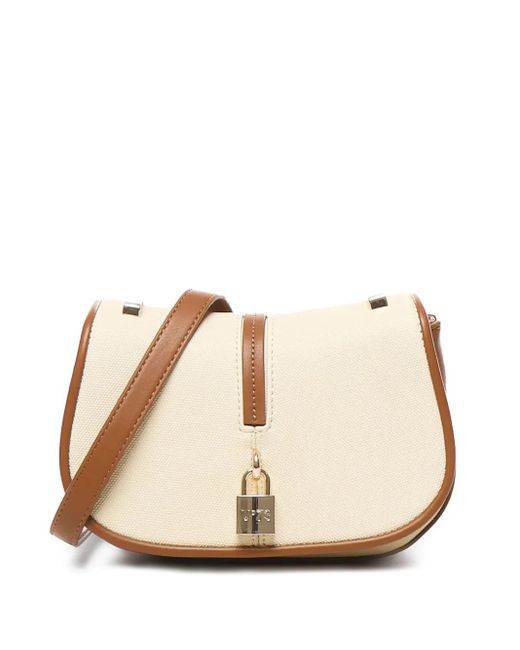 Borsa A Tracolla Con Logo Inciso di V73 in Natural
