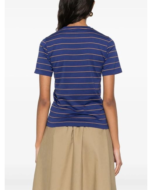 T-Shirt A Righe di Miu Miu in Blue