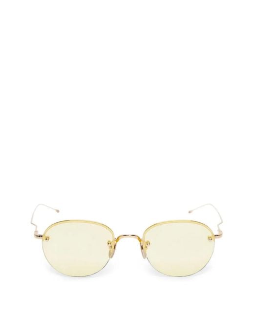 Thom Browne Natural Semi-Rimless Oval-Frame Sunglasses