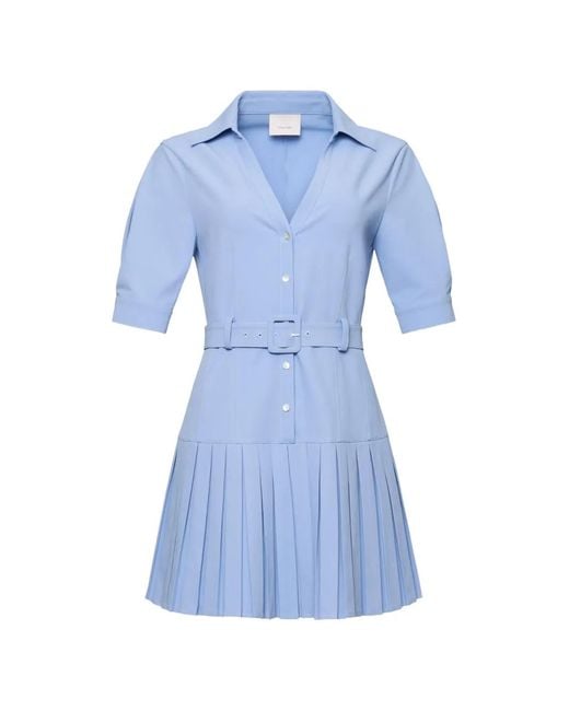 Cinq À Sept Blue Moriah Pleated Belted Mini Dress