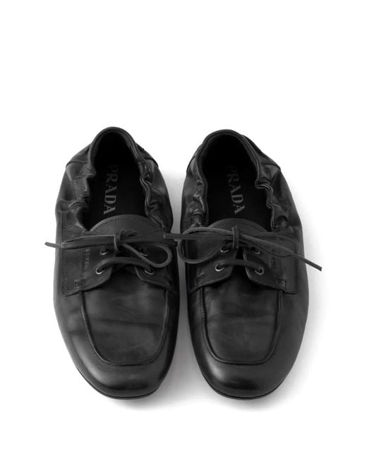 Prada White Shuffle Antiqued Leather Laced Shoes for men