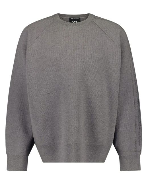 Y-3 3S Gebreide Trui Met Ronde Hals in het Gray voor heren