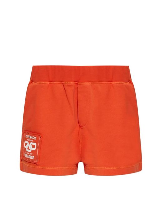 DSquared² Red Logo Patch Mini Shorts