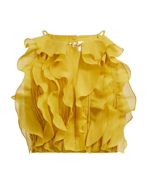 Aje. Yellow Cleo Ruffled Top