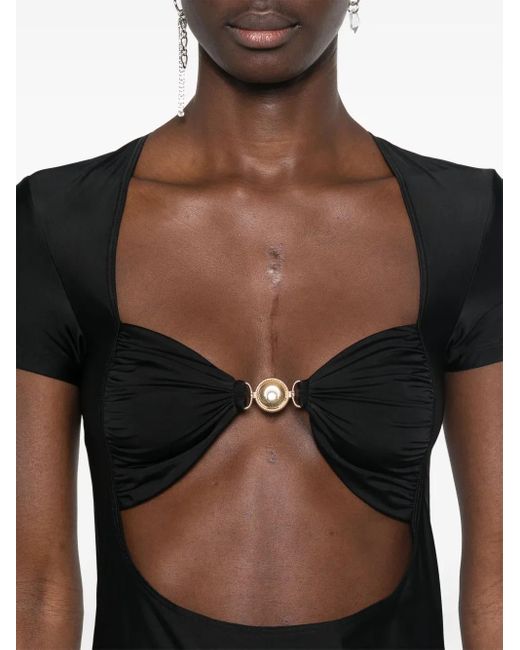 MARINE SERRE Black Drapiertes Minikleid Mit Offener Brust