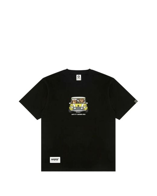 Aape By A Bathing Ape Black Graphic-Print T-Shirt for men