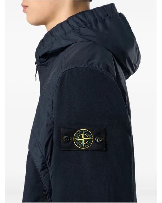 Stone Island Blue Hooded Panelled Jacket for men