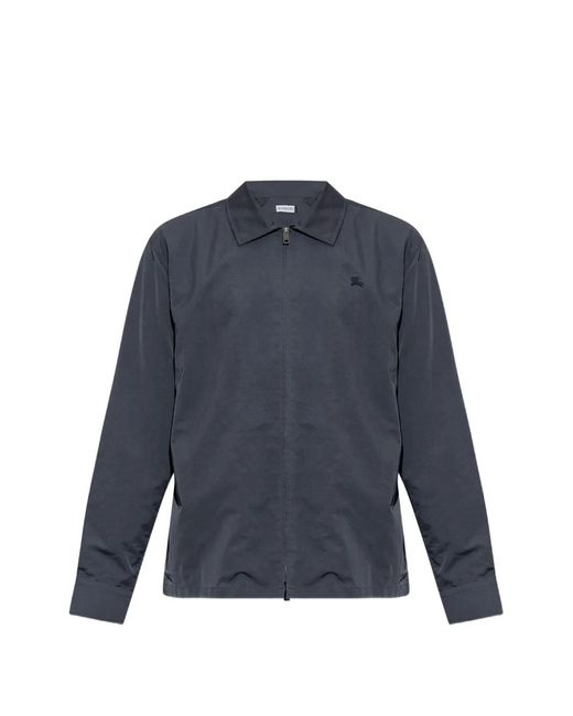 Burberry Blue Ollie Logo-Embroidered Shirt Jacket for men