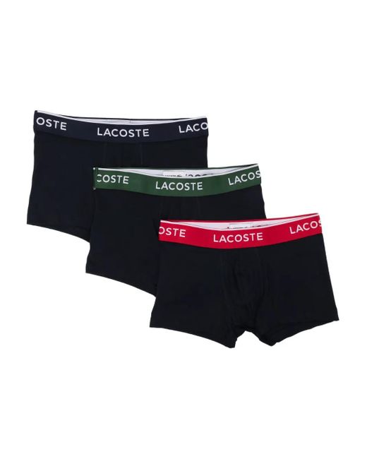 Lacoste Black Logo-Waistband Boxer Briefs (Set Of Three) for men