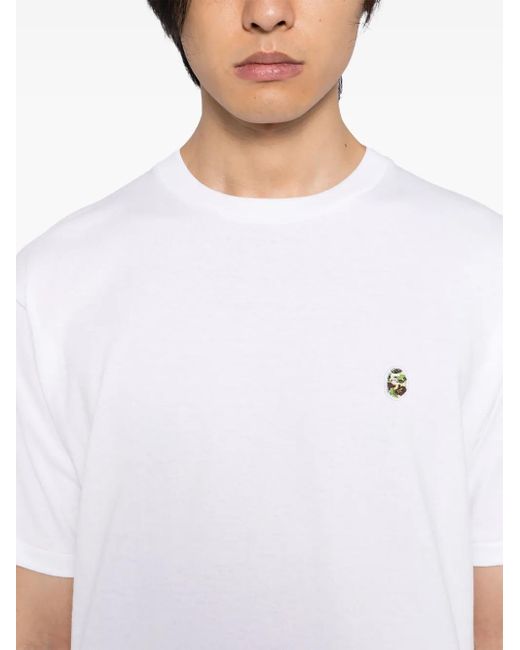 A Bathing Ape White Logo-Embroidered T-Shirt for men