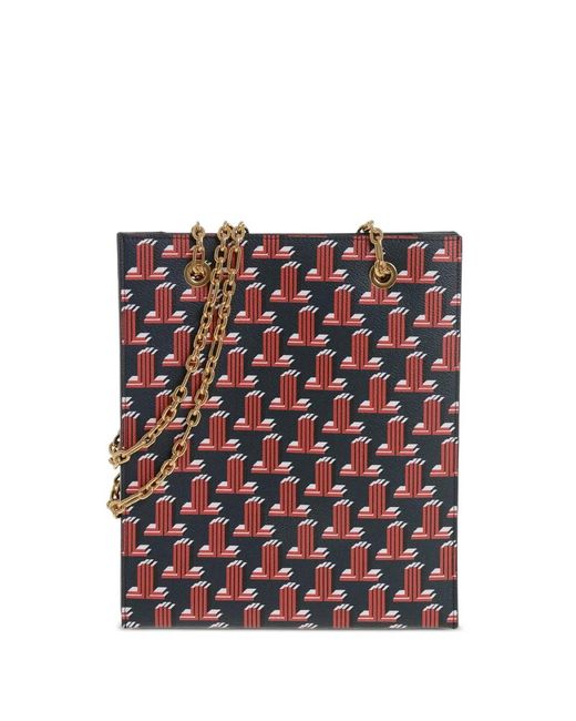 Lanvin Red Faux-Leather Shoulder Bag With Monogram Pattern