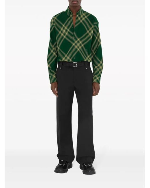 Burberry Green Mid-Length Wool Coat for men