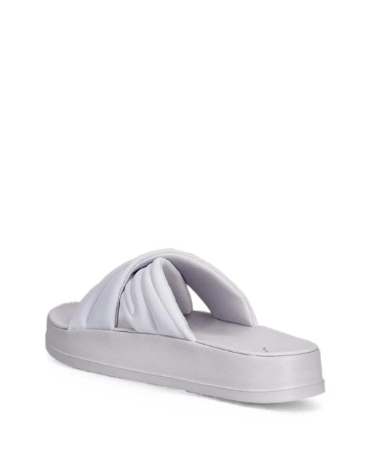 PUMA White Quilted Crossover-Strap Slides