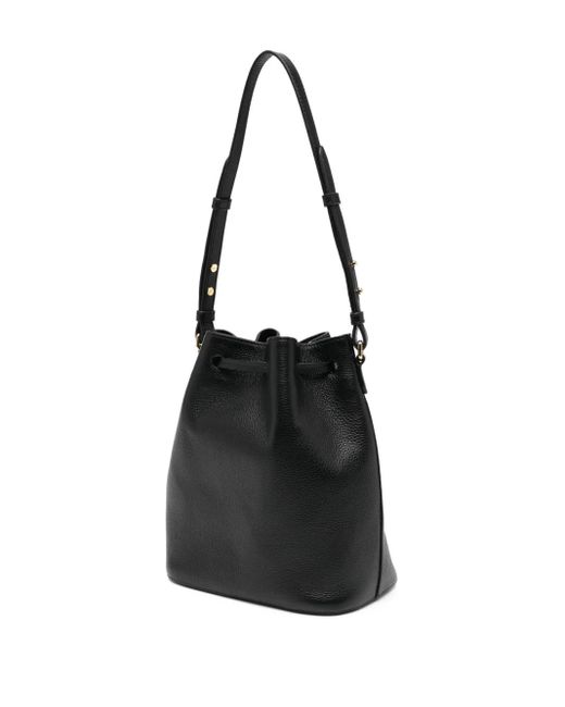 Bally Black Leather Drawstring Bucket Bag