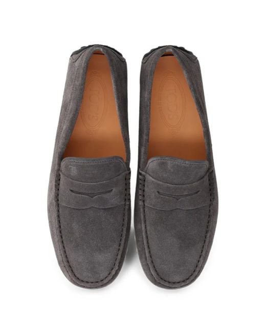 Tod's Gray City Gommino Suede Loafers for men