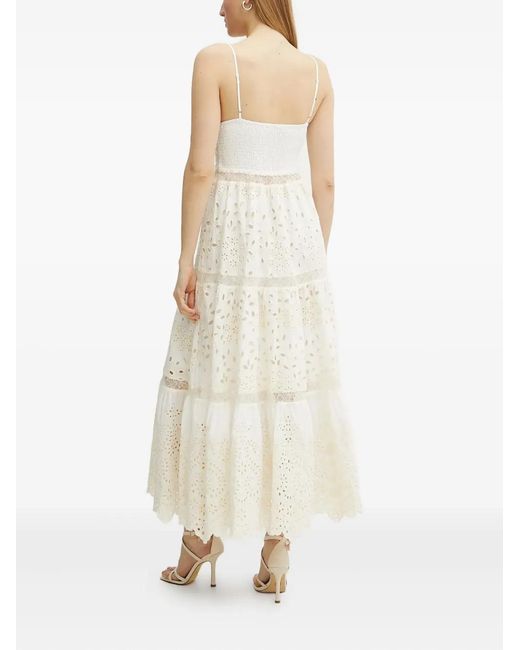 ERMANNO FIRENZE Natural Eyelet-Lace Tiered Midi Day Dress
