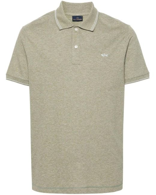 Paul & Shark Green Logo-patch Cotton Polo Shirt for men