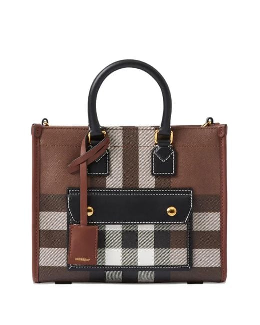 Burberry Black Check Motiv Mini Tote Bag