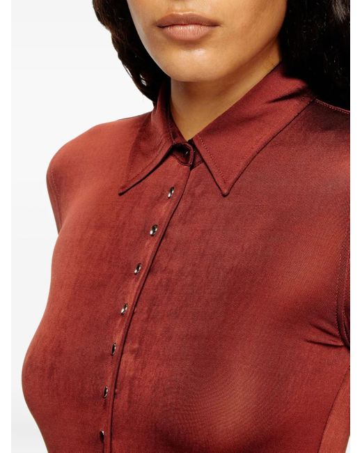 DIESEL Red Metallic-Effect Button-Front Mini Day Dress