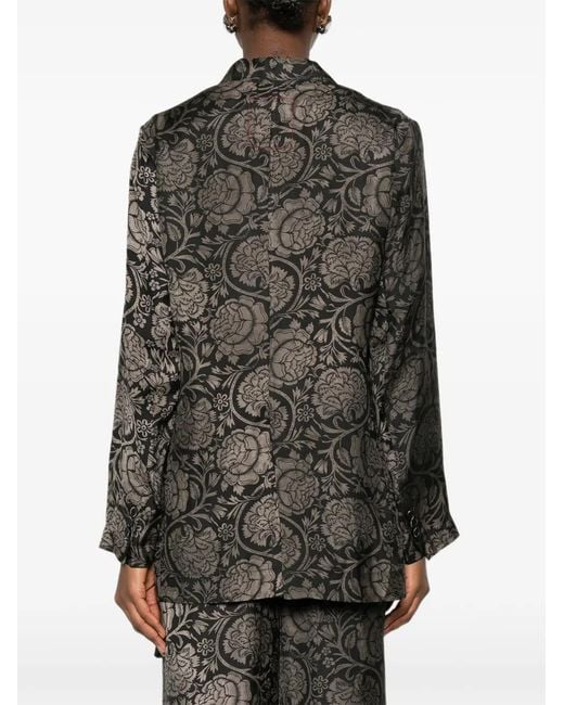 Uma Wang Black Khloe Floral-Print Tie Jacket