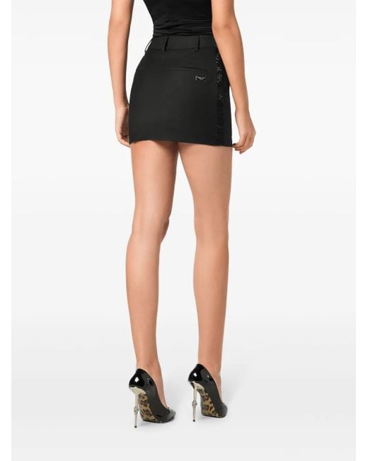 Philipp Plein Wollen Mini-Rok Met Stras in het Black
