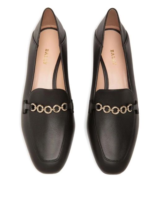 Escarpins En Cuir À Détail De Chaîne Bally en coloris Black