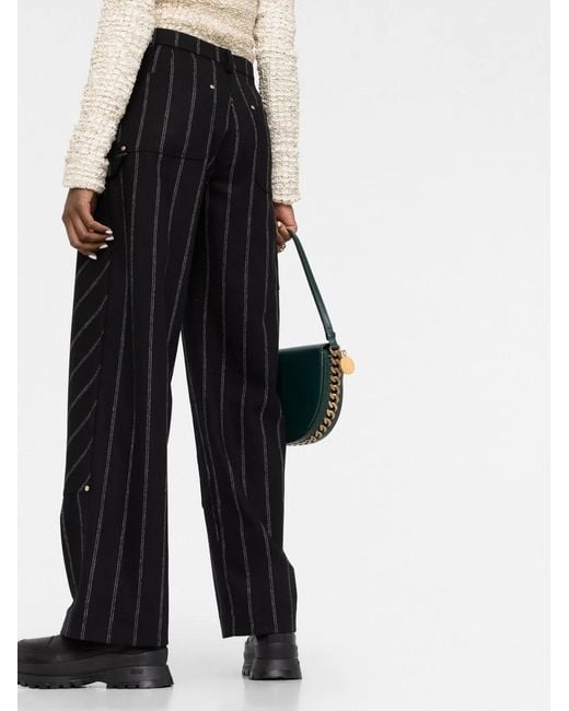 Stella McCartney Black Striped Straight-Leg Trousers